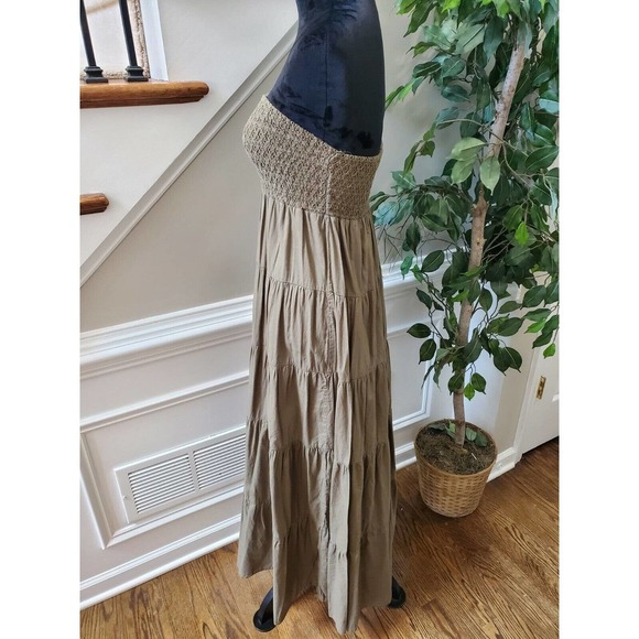 Mudd Women's Solid Brown 100% Cotton Off the Shoulder Long Maxi Dress Size Small - Picture 6 of 11